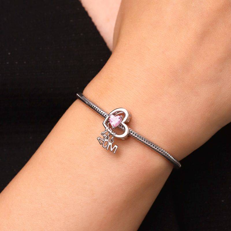 Gnoce Mother's Day Love Heart Birthstone Charm