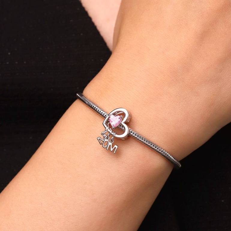 Gnoce Mother's Day Love Heart Birthstone Charm