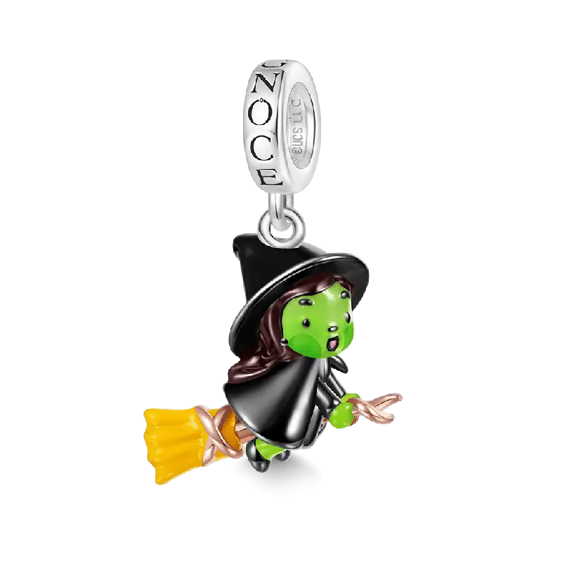 Gnoce Wicked Elphaba on Broom Flying Pendant Dangle Charm
