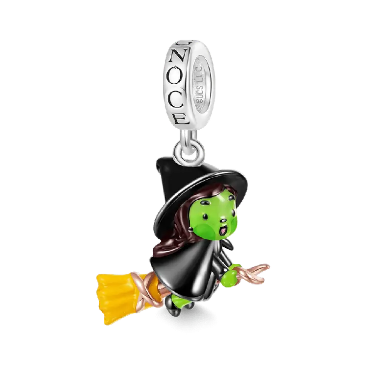 Gnoce Wicked Elphaba on Broom Flying Pendant Dangle Charm