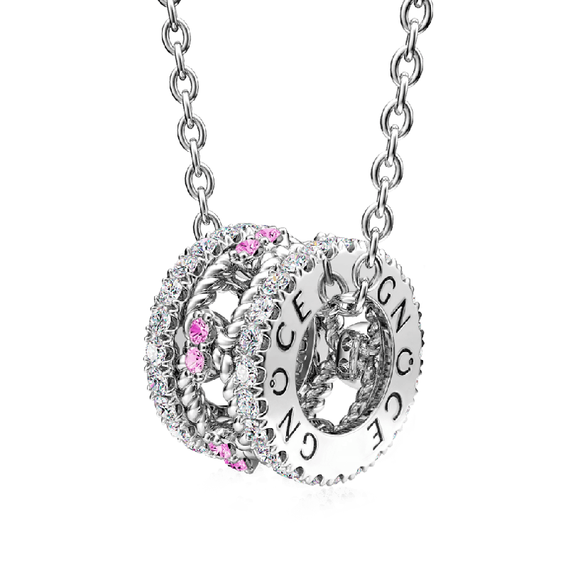 Gnoce Paving Link Drum Pendant Necklaces
