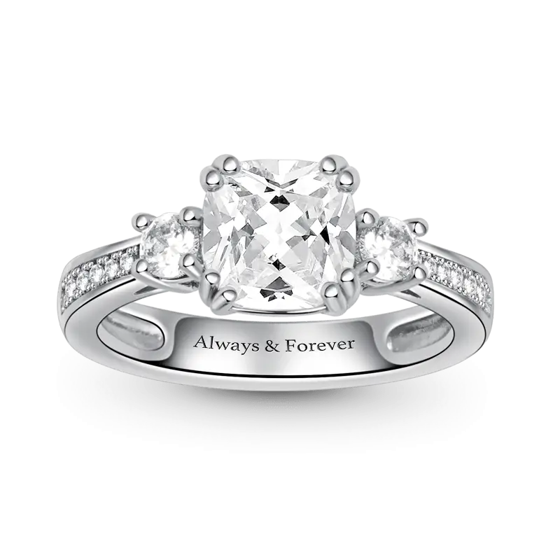 S925 Silver Cushion Cut Duchess Customized Ring With Cz