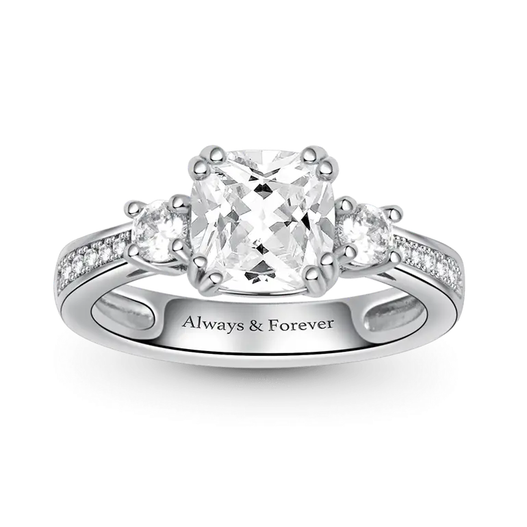 S925 Silver Cushion Cut Duchess Customized Ring With Cz