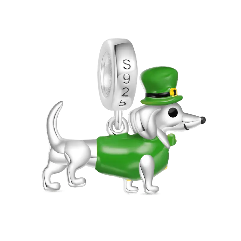 Gnoce St. Patrick's Day Dachshund Pendant Dangle Charm