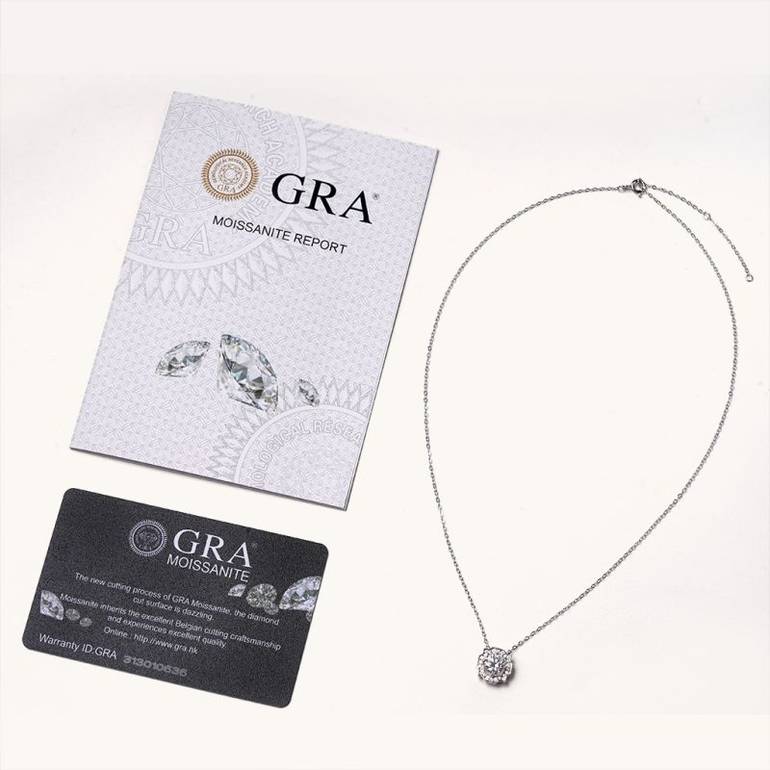 Gnoce 925S & VVS Round Center Moissanite 1CT Pendant Necklaces