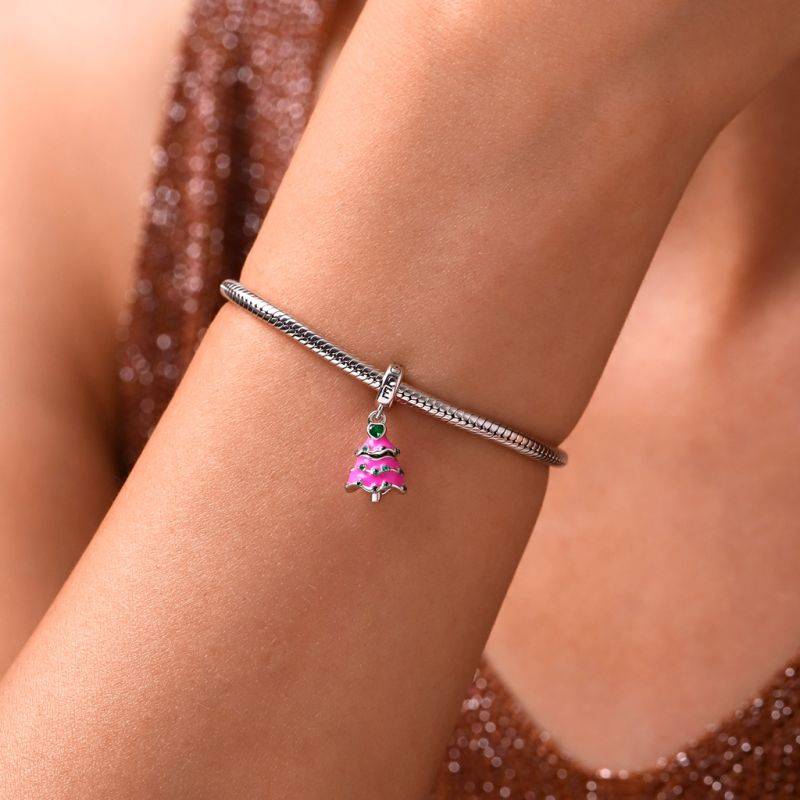 Gnoce Openable Surprise Christmas Pink Tree Pendant Dangle Charm