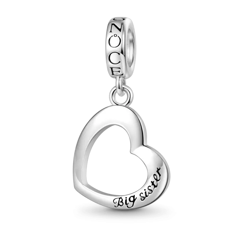 Gnoce Little Sister & Big Sister Heart Pendant Dangle Charm