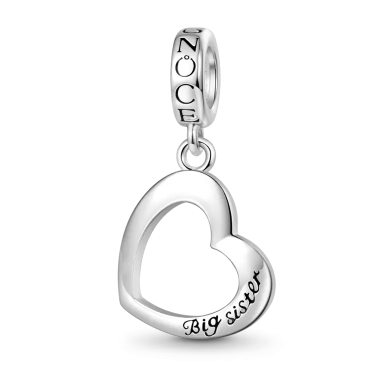 Gnoce Little Sister & Big Sister Heart Pendant Dangle Charm