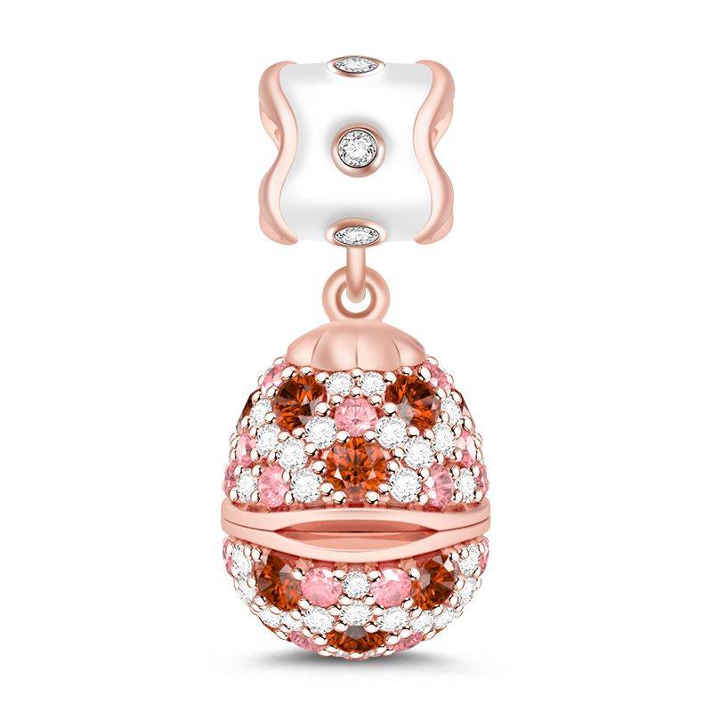 Rabbit in Egg Charm 925 Sterling Silver Colorful Cubic Zirconia Beads Easter Gift