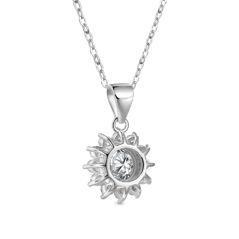 Gnoce Timeless 925S & VVS Moissanite Sunflower Pendant Necklaces