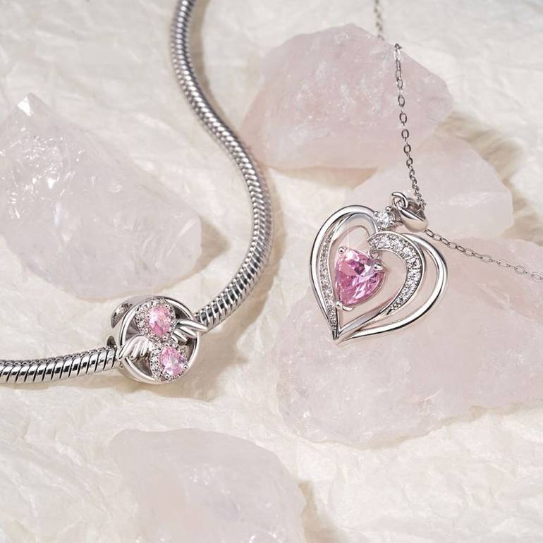 Gnoce Forever Love Heart Birthstone Necklaces