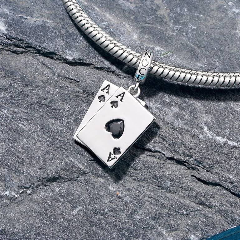Gnoce Ace of Spades Playing Card Pendant Dangle Charm