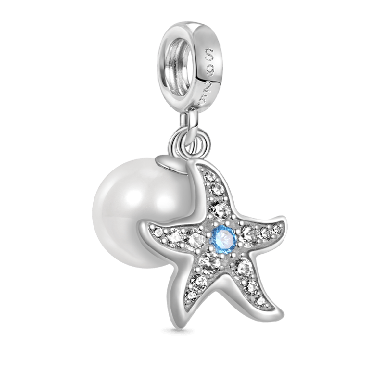 Gnoce Starfish Pearl Double Pendant Dangle Charm