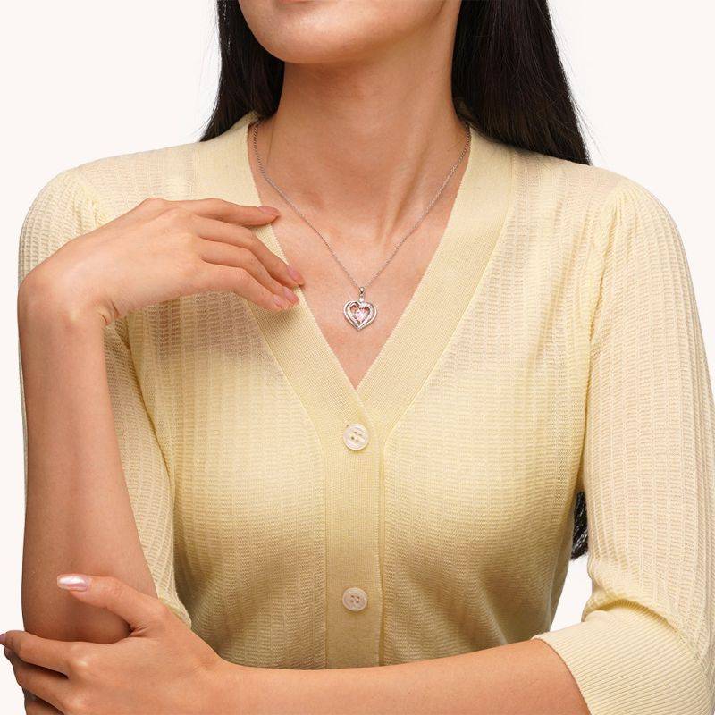 Gnoce Forever Love Heart Birthstone Necklaces