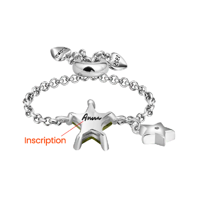 Gnoce Engravable Olive Yellow Star Chain Ring
