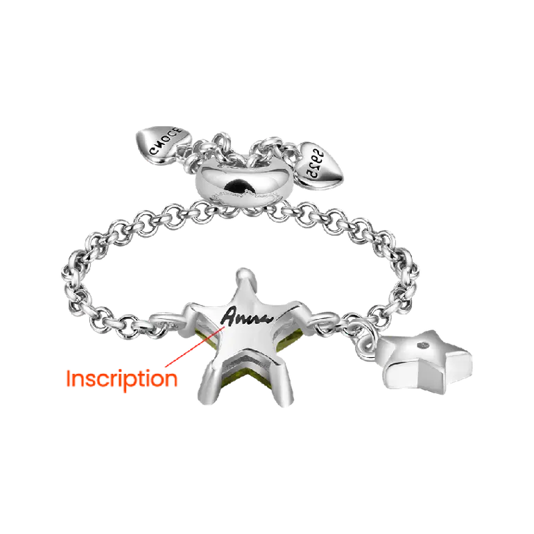Gnoce Engravable Olive Yellow Star Chain Ring