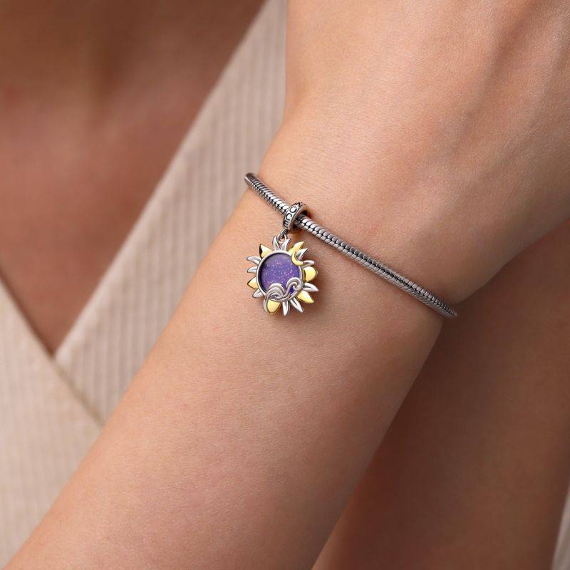 Gnoce Starry Night Sunflower Glow-in-the-Dark Pendant Dangle Charm