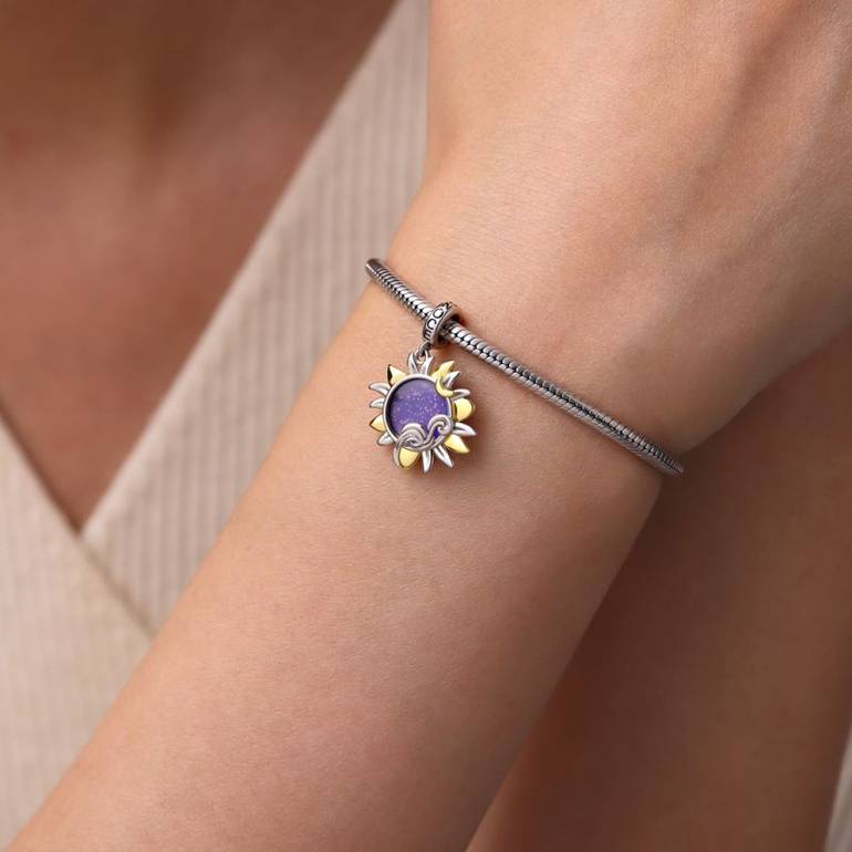 Gnoce Starry Night Sunflower Glow-in-the-Dark Pendant Dangle Charm