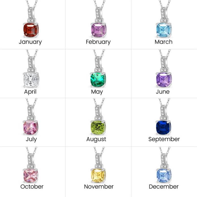 Gnoce Square-shaped Birthstone Dangle Necklaces