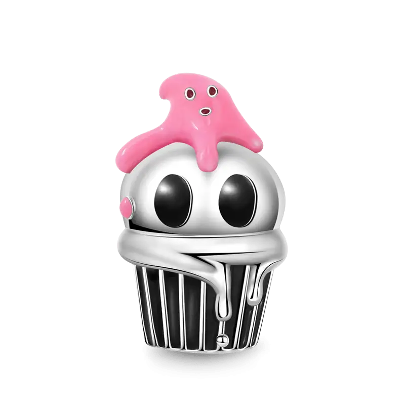 Skull Cup Cake Charm Bead 925 Sterling Silver