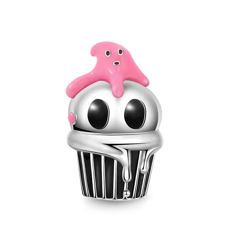Skull Cup Cake Charm Bead 925 Sterling Silver