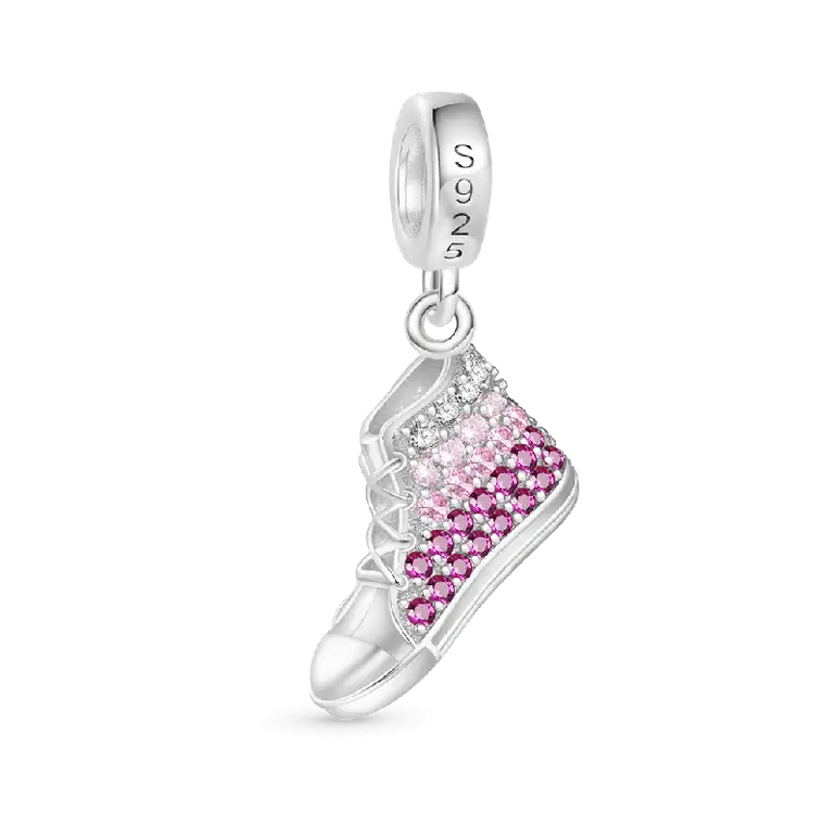 Gnoce Pink Canvas Shoe Pendant Dangle Charm