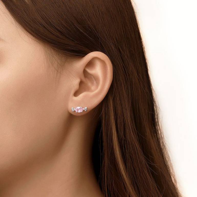 Gnoce Pink Candy Stud Earrings