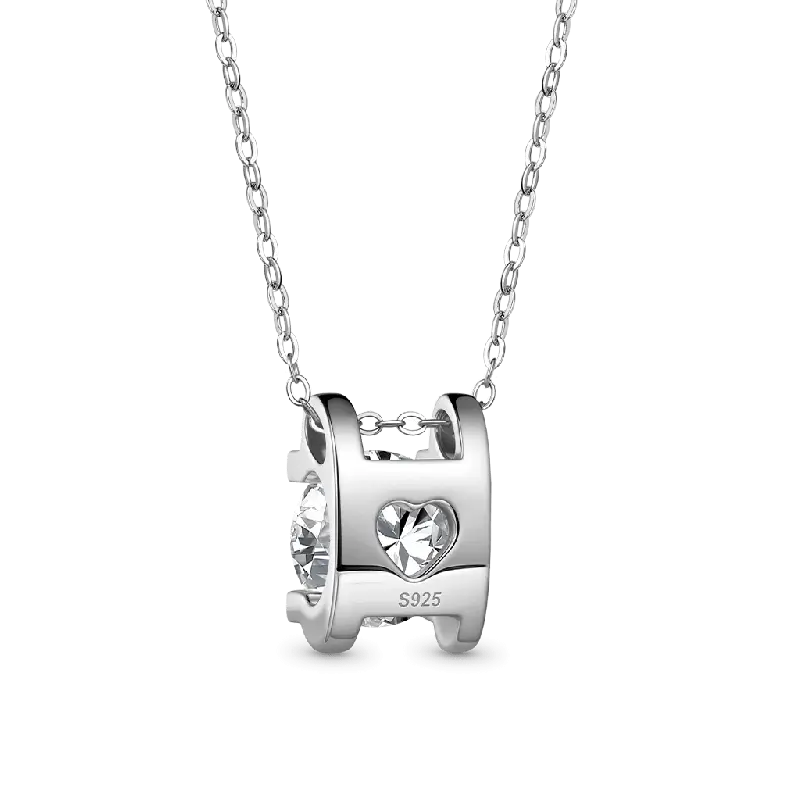 Gnoce Shiny 3CT Round VVS Moissanite Solitaire Necklaces