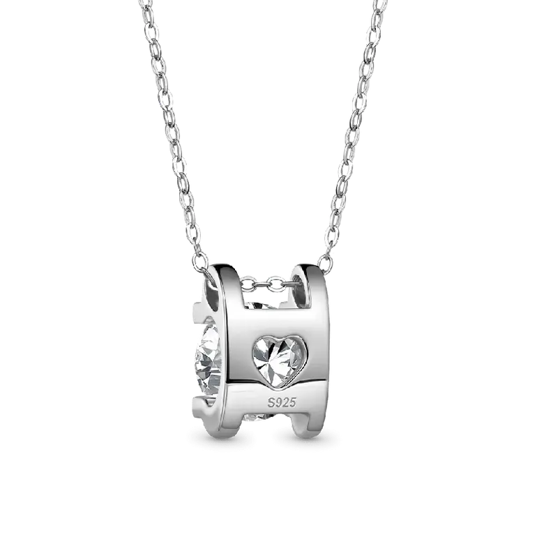 Gnoce Shiny 3CT Round VVS Moissanite Solitaire Necklaces
