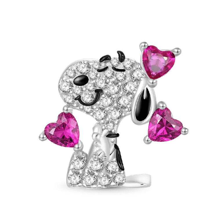 Gnoce Valentine's Day Peanuts Snoopy Love Diamond Charm