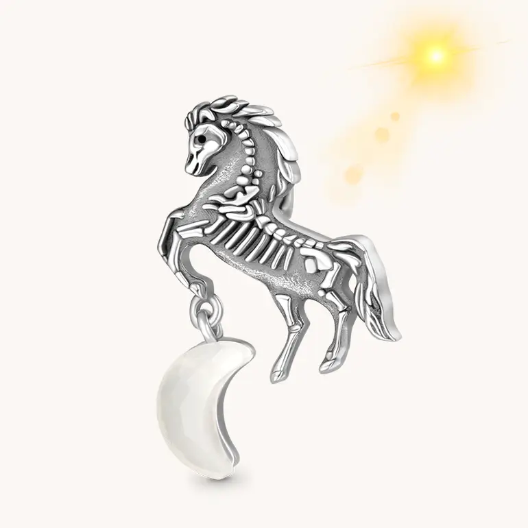 Gnoce Halloween Light Color-changing  Black Skull Horse Charm