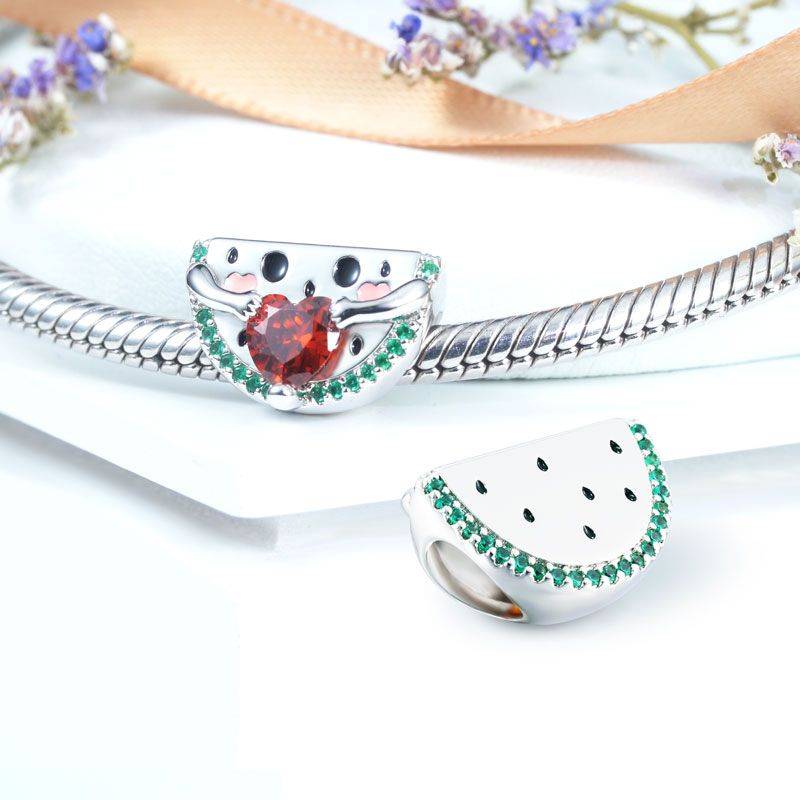 Gnoce Watermelon Embraces Heart Gem Charm