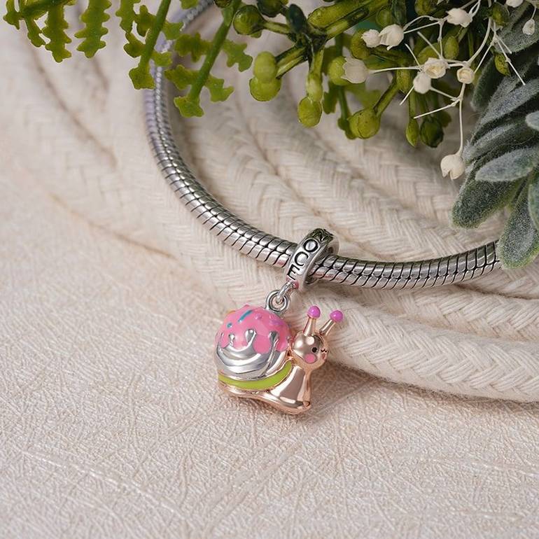 Pinky Snail Pendant Dangle Charm Sterling Silver 18K Rose Gold Plated