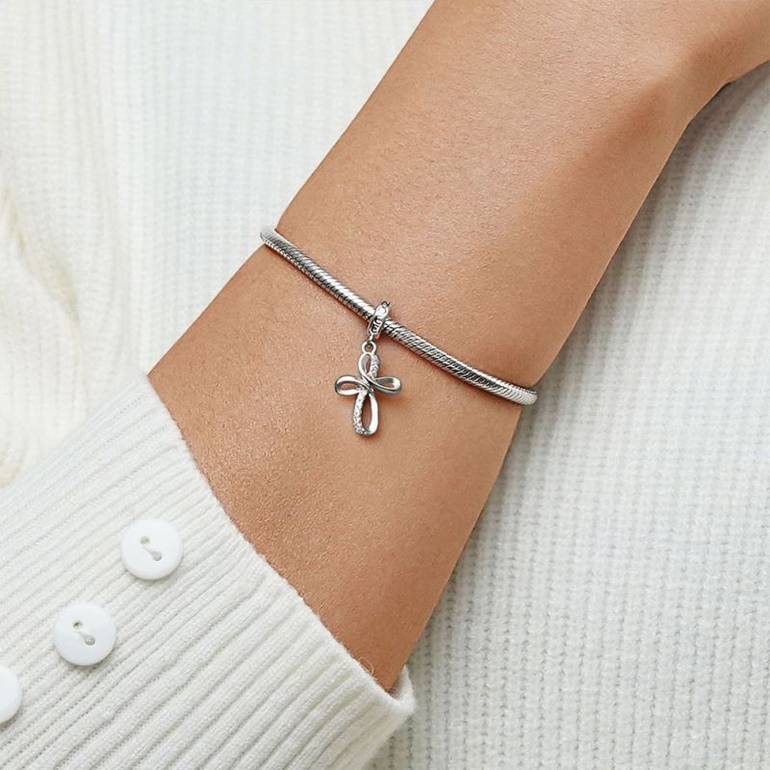 Gnoce Eternal Ribbon Cross Pendant Dangle Charm
