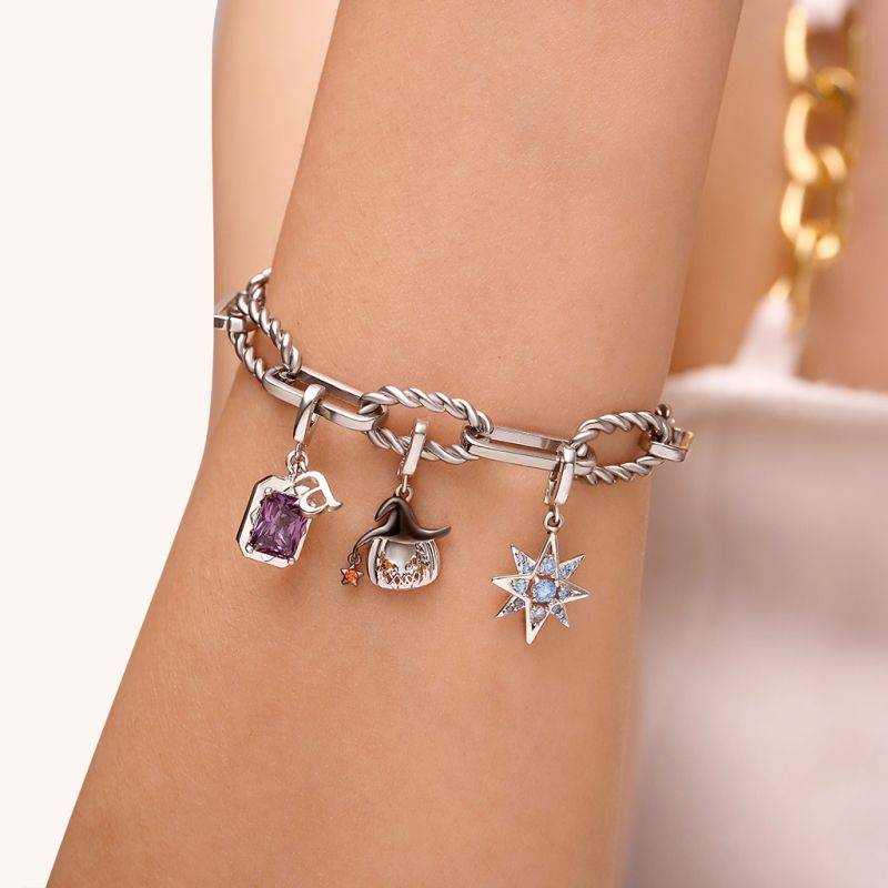 Gnoce Birthstone CZ North Star Clasp Clusters Charm