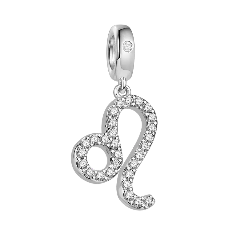 Gnoce Leo Charm Zodiac Sign Pendant 925 Sterling Silver With Cz For Bracelets