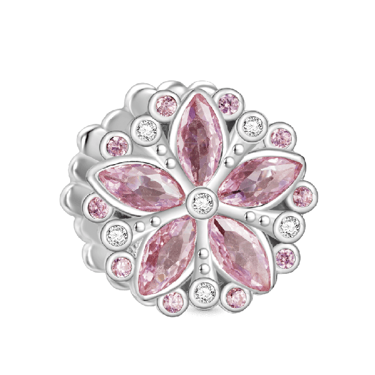 Gnoce Delicate Pink Gemstone Flower Charm