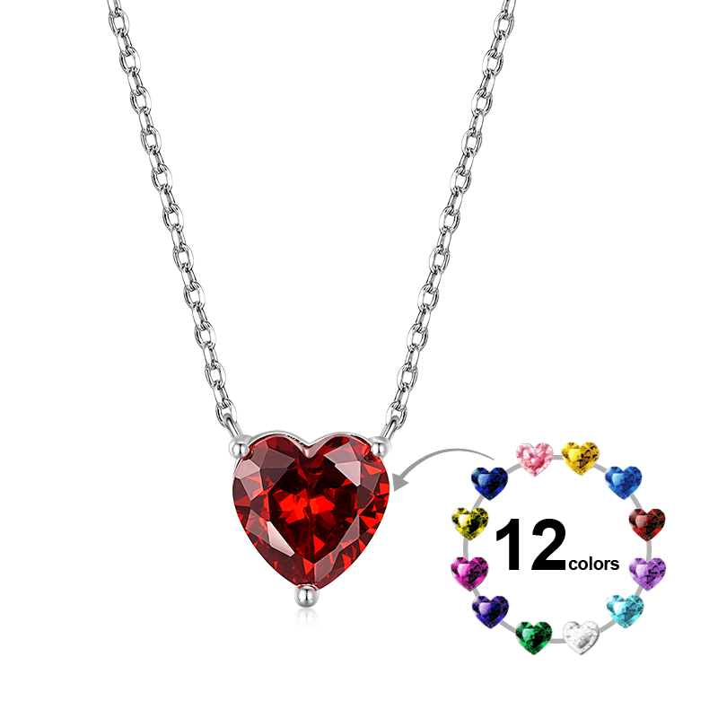 Gnoce Birthstone Heart Necklaces