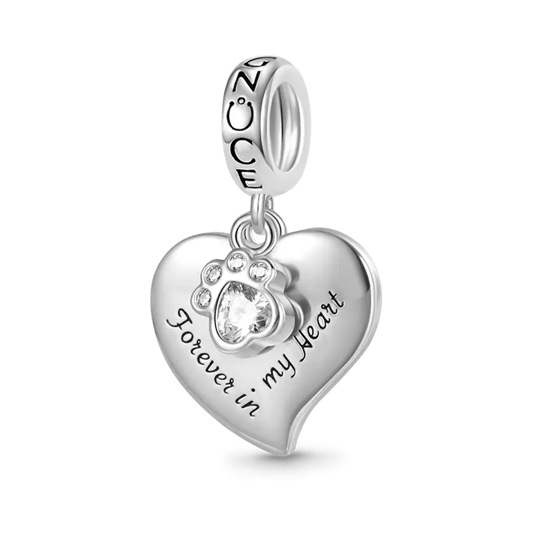 Gnoce “Forever in my Heart” Dog Paw Love Pendant Dangle Charm