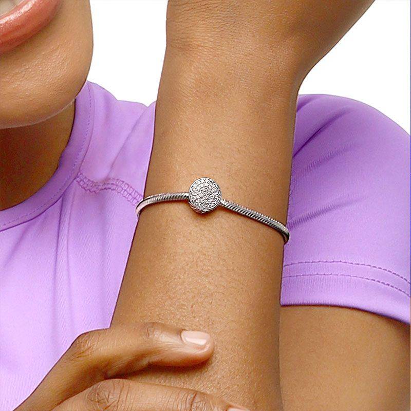 Personalised Memory Photo Bead Charm 925 Sterling Silver Paved Stones Fit Bracelets Necklaces