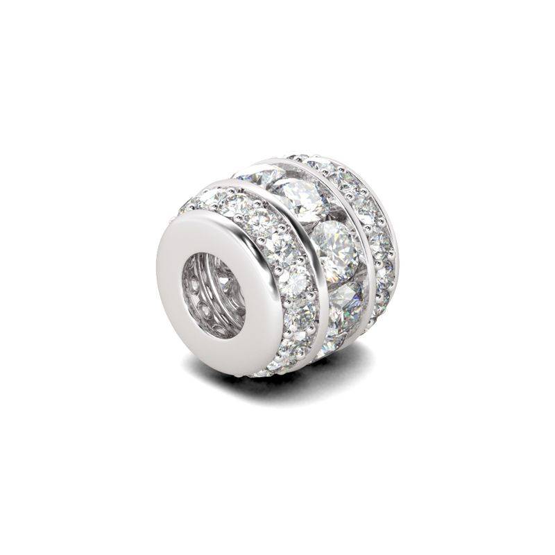 April Birthstone Charms Diamond White Bead Paved Clear CZ Stones 925 Sterling Silver