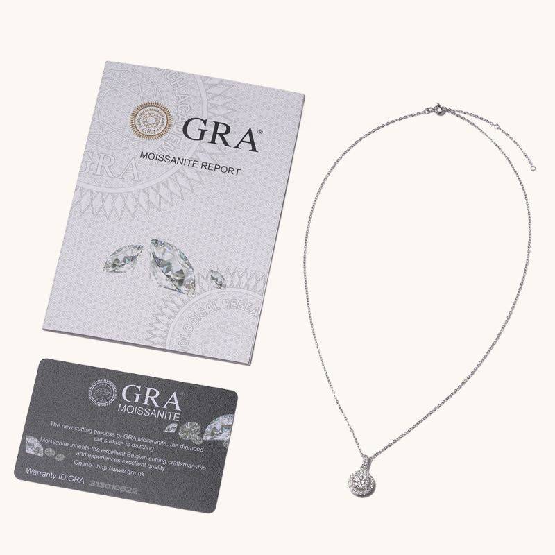 Gnoce Round Cut Rubover 925S & VVS Moissanite With Hidden Halo Necklaces