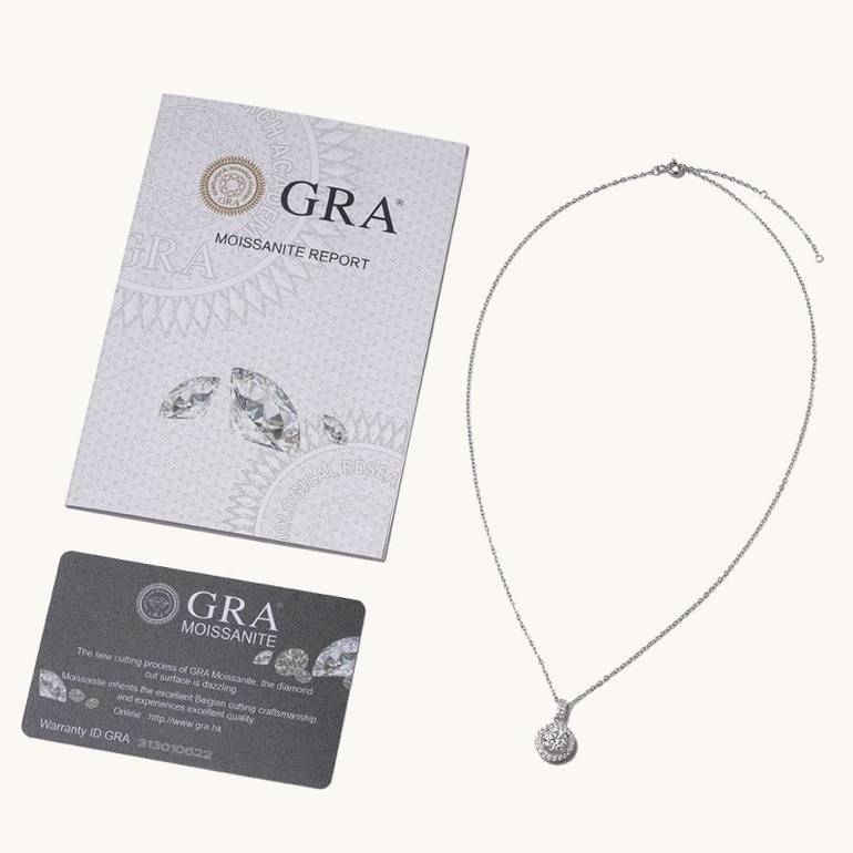 Gnoce Round Cut Rubover 925S & VVS Moissanite With Hidden Halo Necklaces