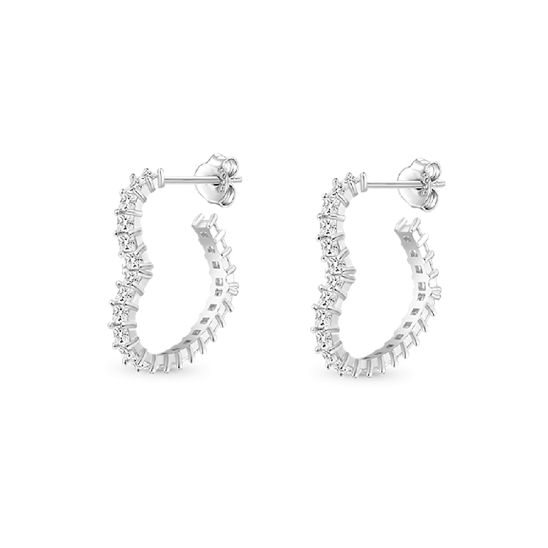Gnoce Princess Cut Love Heart Stud Earrings