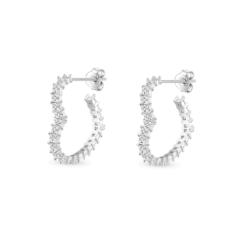 Gnoce Princess Cut Love Heart Stud Earrings