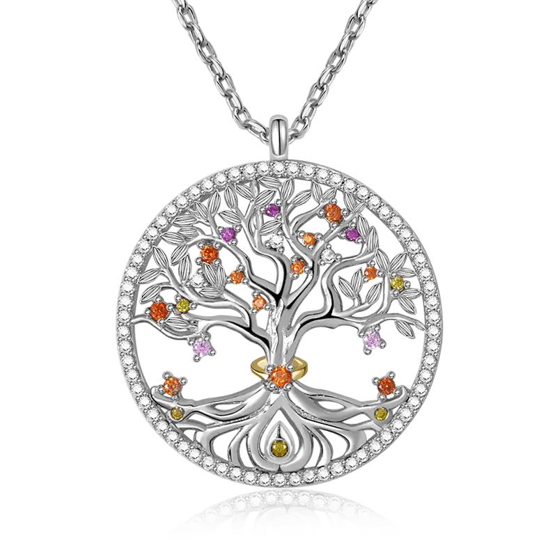 Tree of Life Necklaces 925 Sterling Silver inlaid with Stones Mother's Day Gift