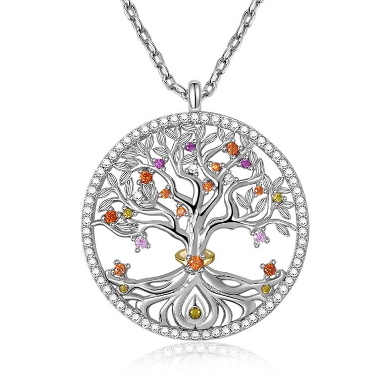 Tree of Life Necklaces 925 Sterling Silver inlaid with Stones Mother's Day Gift