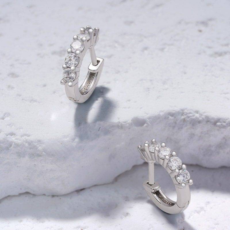 Gnoce Diamond Huggie Stud Earrings