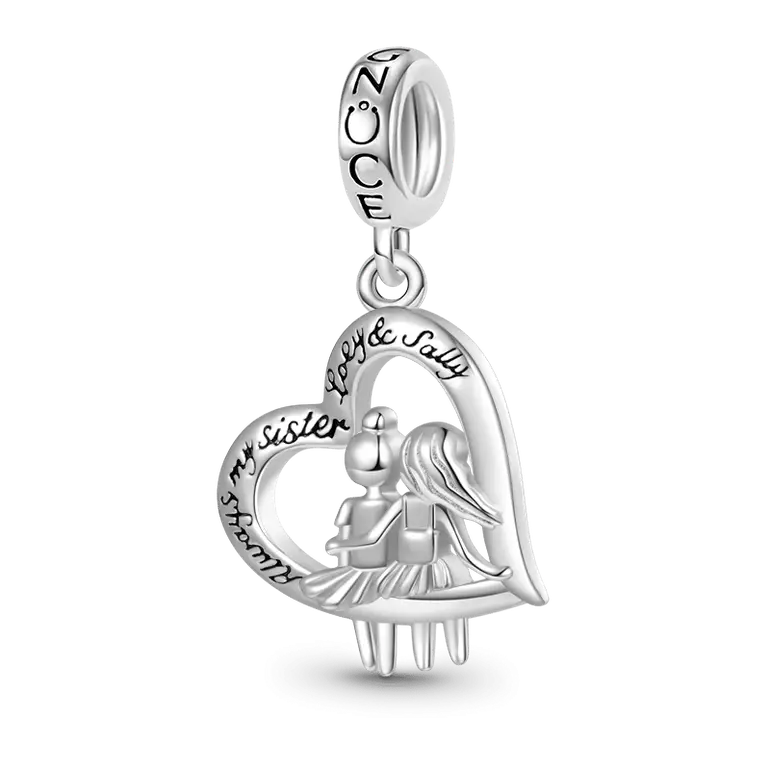 Gnoce Sister Love Heart Engravable Pendant Dangle Charm