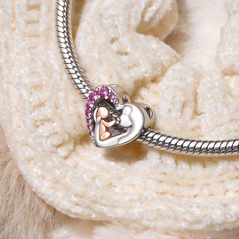 Gnoce Mom Hugs Baby Birthstone Engravable Charm